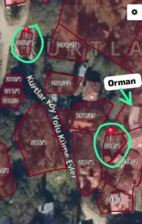 MUDURNU - KURTLAR KÖYÜNDE SATILIK 2 ADET ARSA