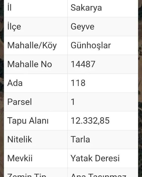 SAKARYA GEYVE GÜNHOŞLAR DA ACİL SATILIK 16 DÖNÜM ARAZİ