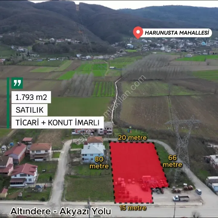 875 m2 İMARLI ARSA SATILIK ALTINDERE YOLU ÜZERİ / HARUNUSTA